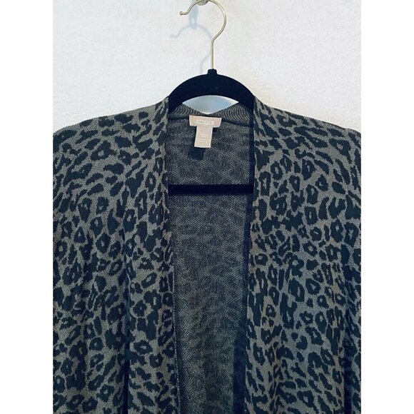 Chicos Wrap Shawl Womens One Size Gray Boho Animal Print Sweater Knit Cozy Y2K - Picture 2 of 6